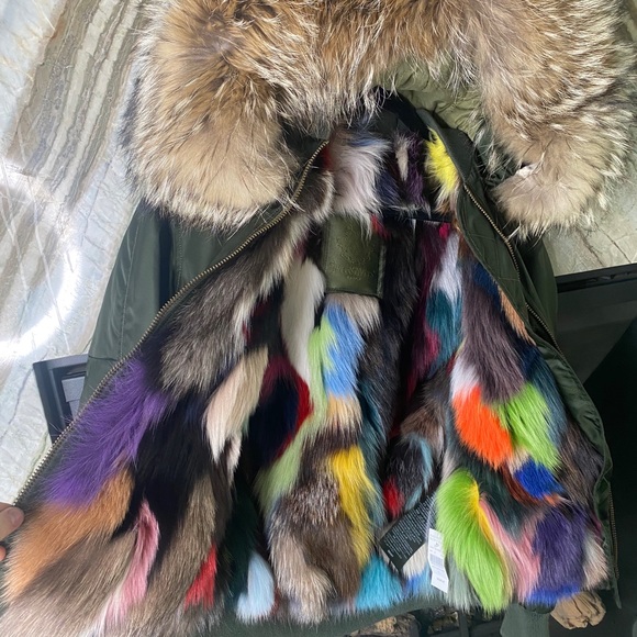 MR&MRS Italy New York Bomber Jacket with Fox Fur - Picture 4 of 6